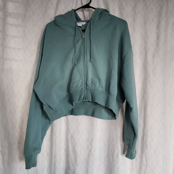 Athleta Tops - Athleta Teal Green Cropped Zip Hoodie